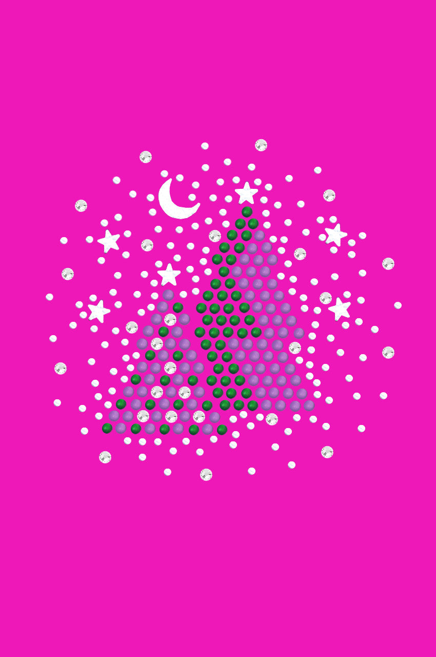 Purple & Green Christmas Trees with Austrian crystal Snowflakes - Bandana Hot Pink