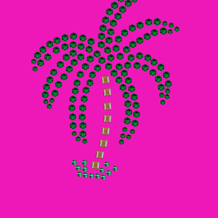 Palm Tree (Green Rhinestones - Small) - Women's T-shirt