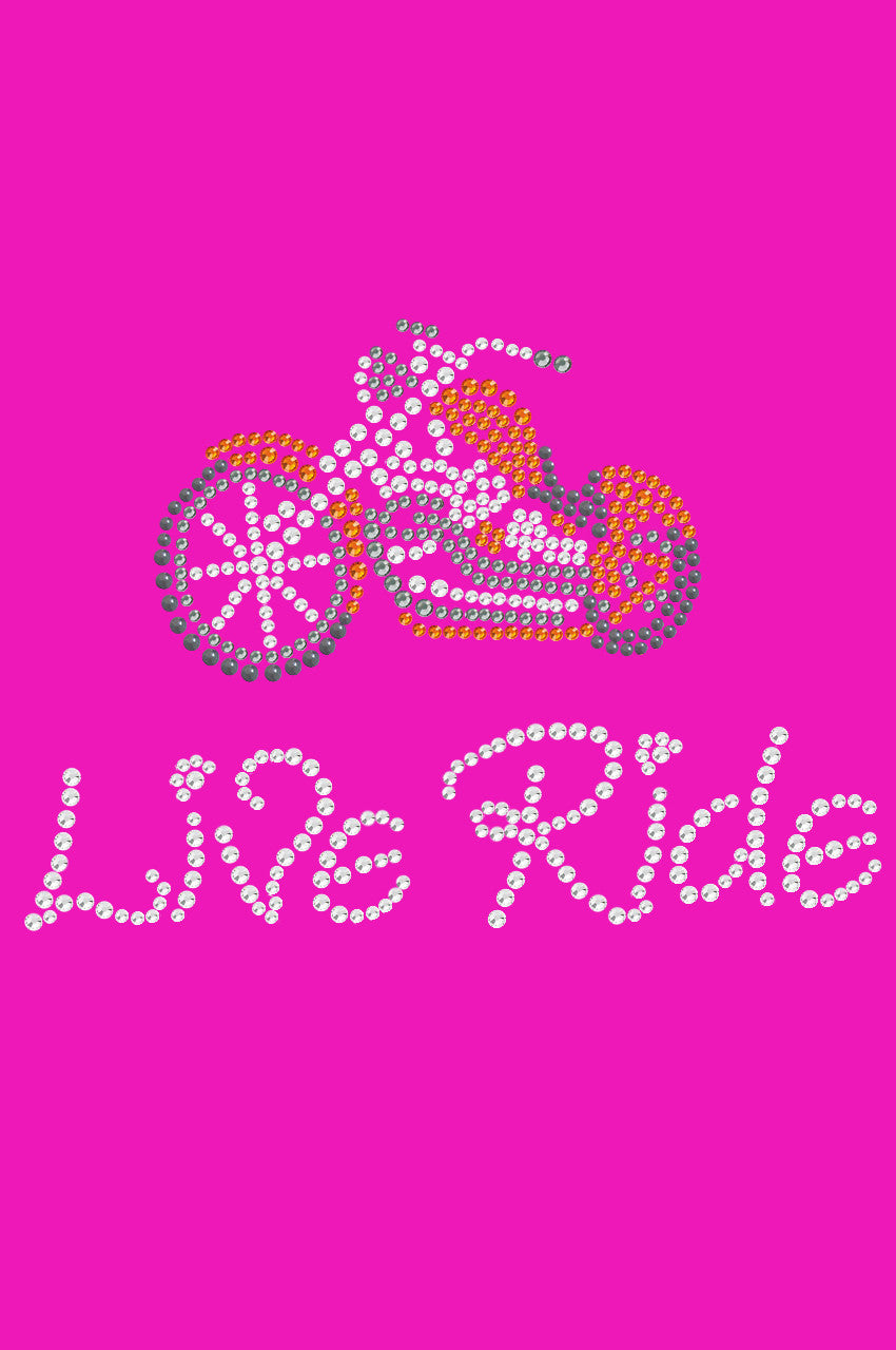 Live - Ride - (Orange) Motorcycle - Bandanas Hot Pink