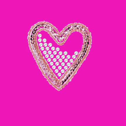 Pink Sequin & Rhinestone Heart - Women's T-shirt