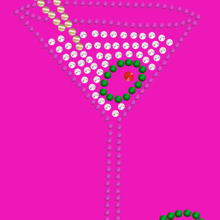 Martini (Fuchsia with Clear Rhinestones) - Bandanna