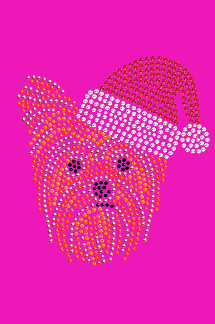 Yorkie Face 2 with Santa Hat - Bandana Hot Pink