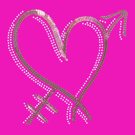 Pink Sequin Heart with Arrow Bandanna