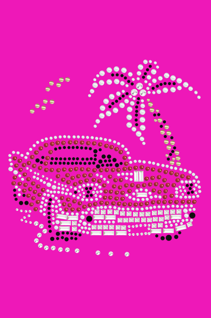 Car with Palm Tree (Red) - Bandanas Hot Pink