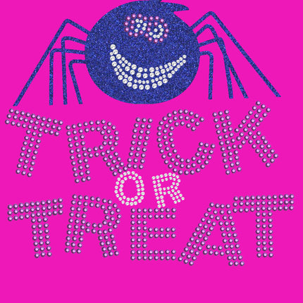 Trick or Treat with Blue Glitter Spider - Women's Tee