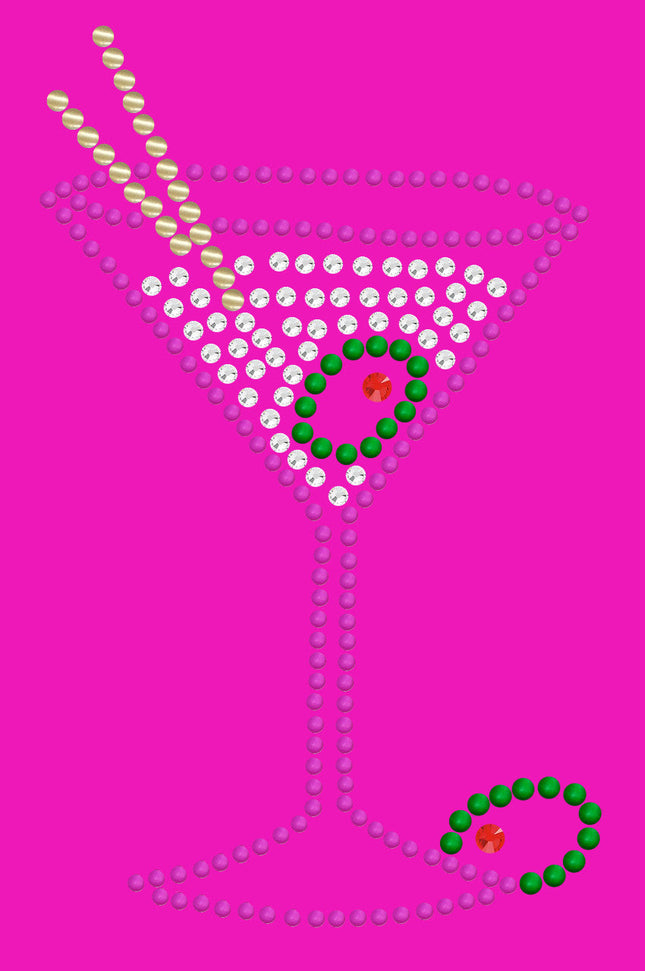 Martini (Fuchsia with Clear Rhinestones) - Women's T-shirt