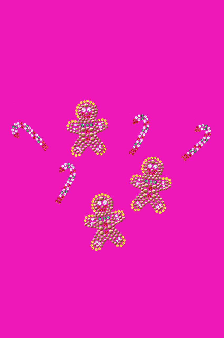 Gingerbread Men & Candy Canes - Bandana Hot Pink