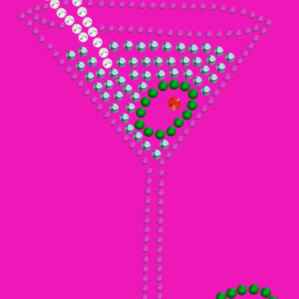 Martini (Fuchsia with Blue Rhinestones) - Women's T-shirt