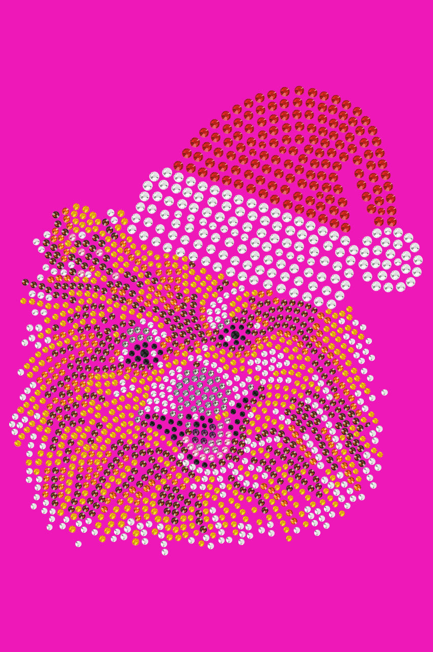 Pomeranian with Santa Hat - Bandana Hot Pink