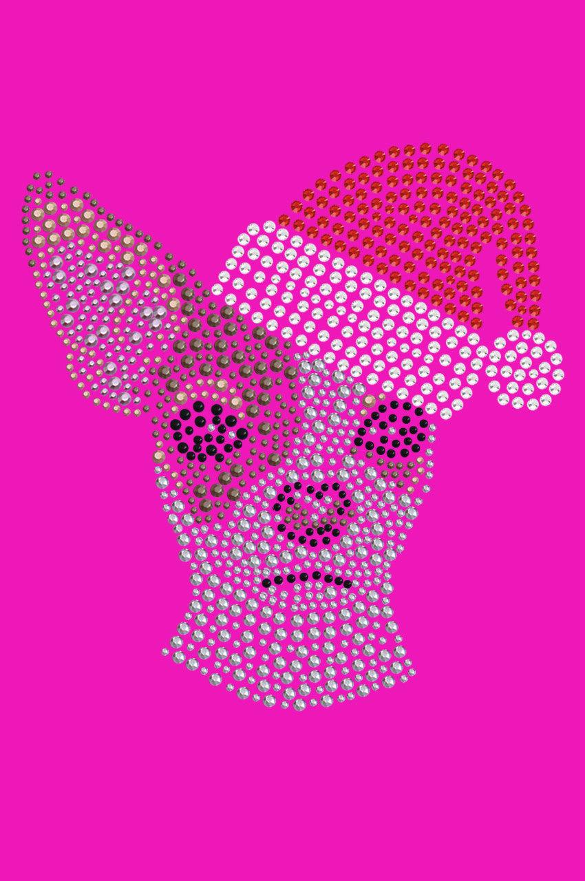 Chihuahua Face with Santa Hat - Bandana Hot Pink