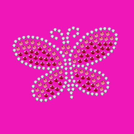 Pink Austrian crystal Rhinestone & Rhinestud Butterfly - Bandannas