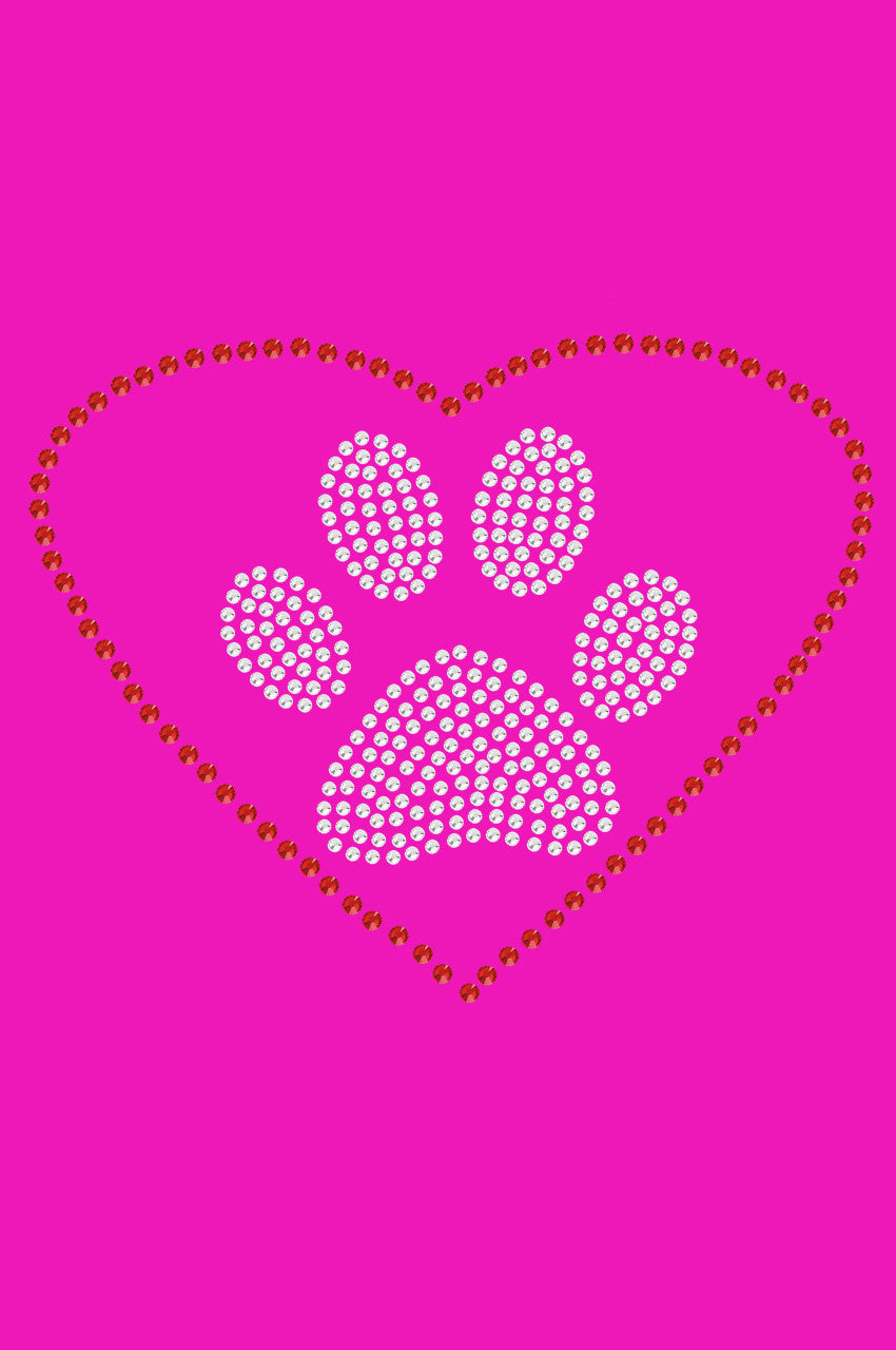 Heart with Paw bandana Hot Pink