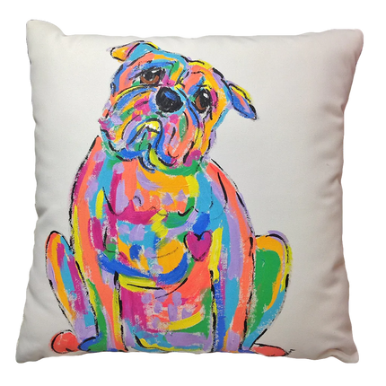 Hand-Painted Bulldog Pillow by Debby Carman