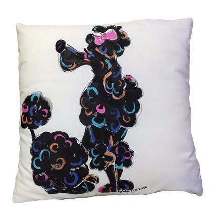 Hand-Painted Poodle Pillow by Debby Carman