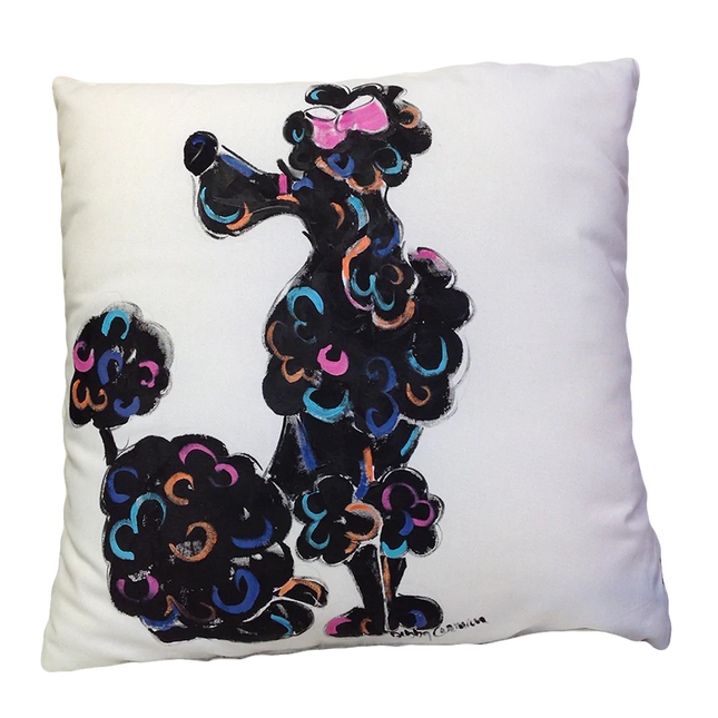 Hand-Painted Poodle Pillow by Debby Carman