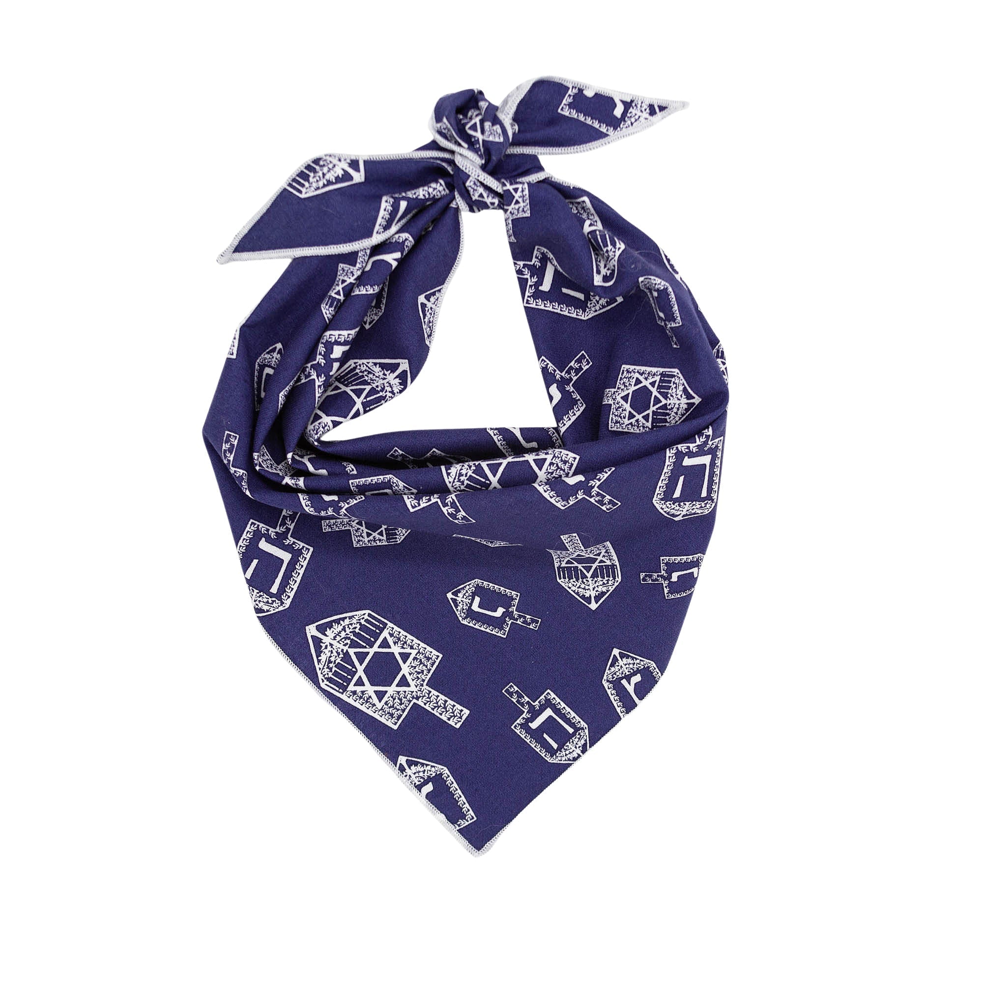 Hanukkah Dreidel Dog Bandana Navy X-Large