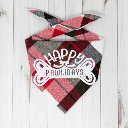 Happy Pawlidays Red Christmas Dog Bandana