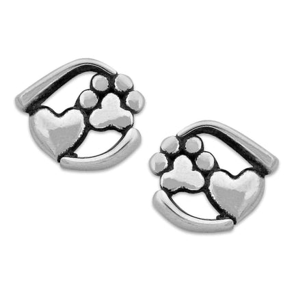 Heart and Paw Print Post Earrings, Close To My Heart