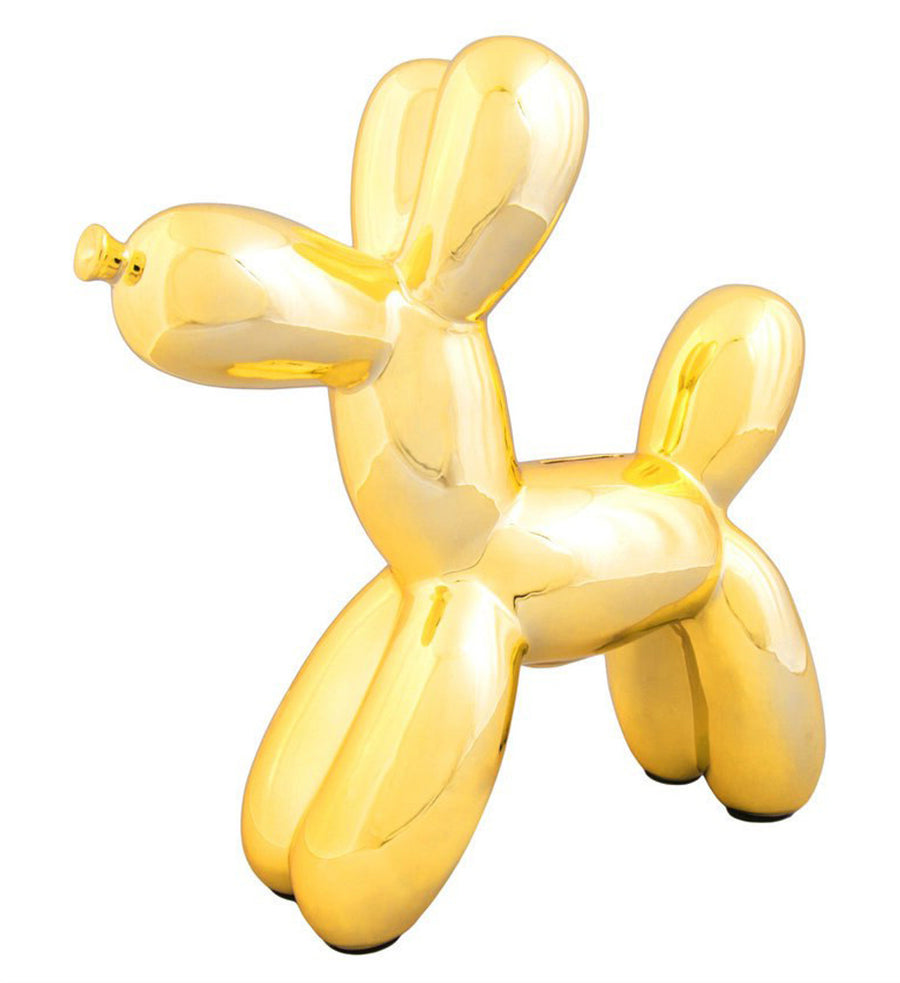 Gold Ceramic Balloon Dog Piggy Bank - 12" tall