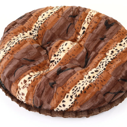 Exotic Fur Brown/Gold & Chocolate Mink Bagel Bed