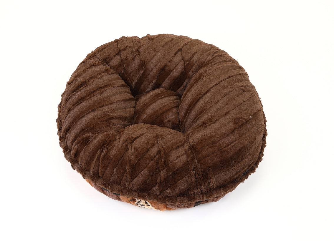 Exotic Fur Brown/Gold & Chocolate Mink Bagel Bed