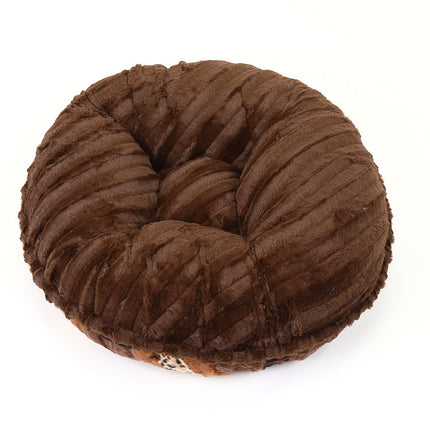 Exotic Fur Brown/Gold & Chocolate Mink Bagel Bed