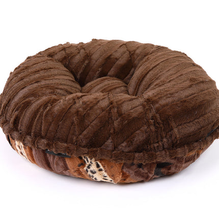 Exotic Fur Brown/Gold & Chocolate Mink Bagel Bed