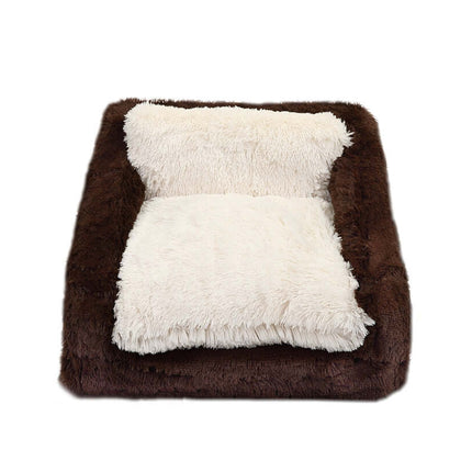 Chocolate & Cream Shag Sofa Bed