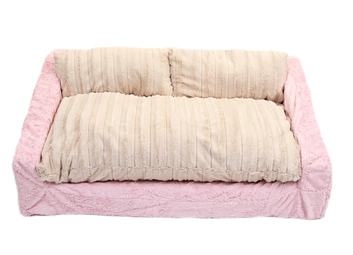 Baby Pink Mink & Cream Mink Sofa Bed