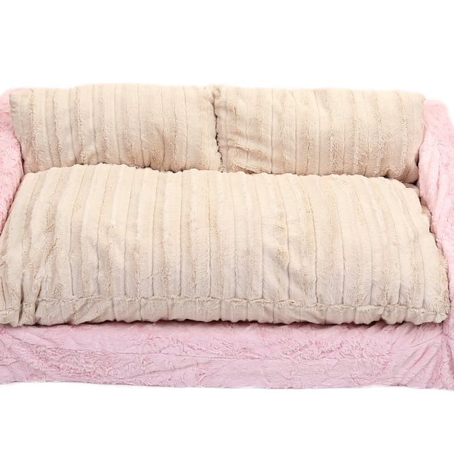 Baby Pink Mink & Cream Mink Sofa Bed