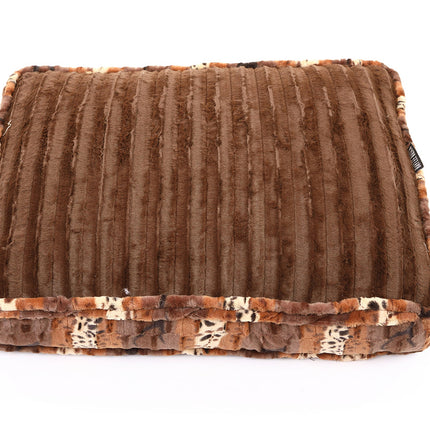 Exotic Fur Brown/Gold with Brown Mink Rectangle Bed