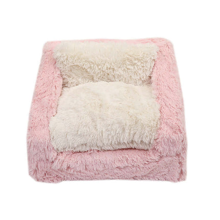 Light Pink & Cream Shag Sofa Bed