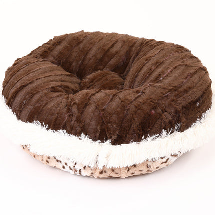 Snow Leopard & Chocolate Mink Bagel Bed