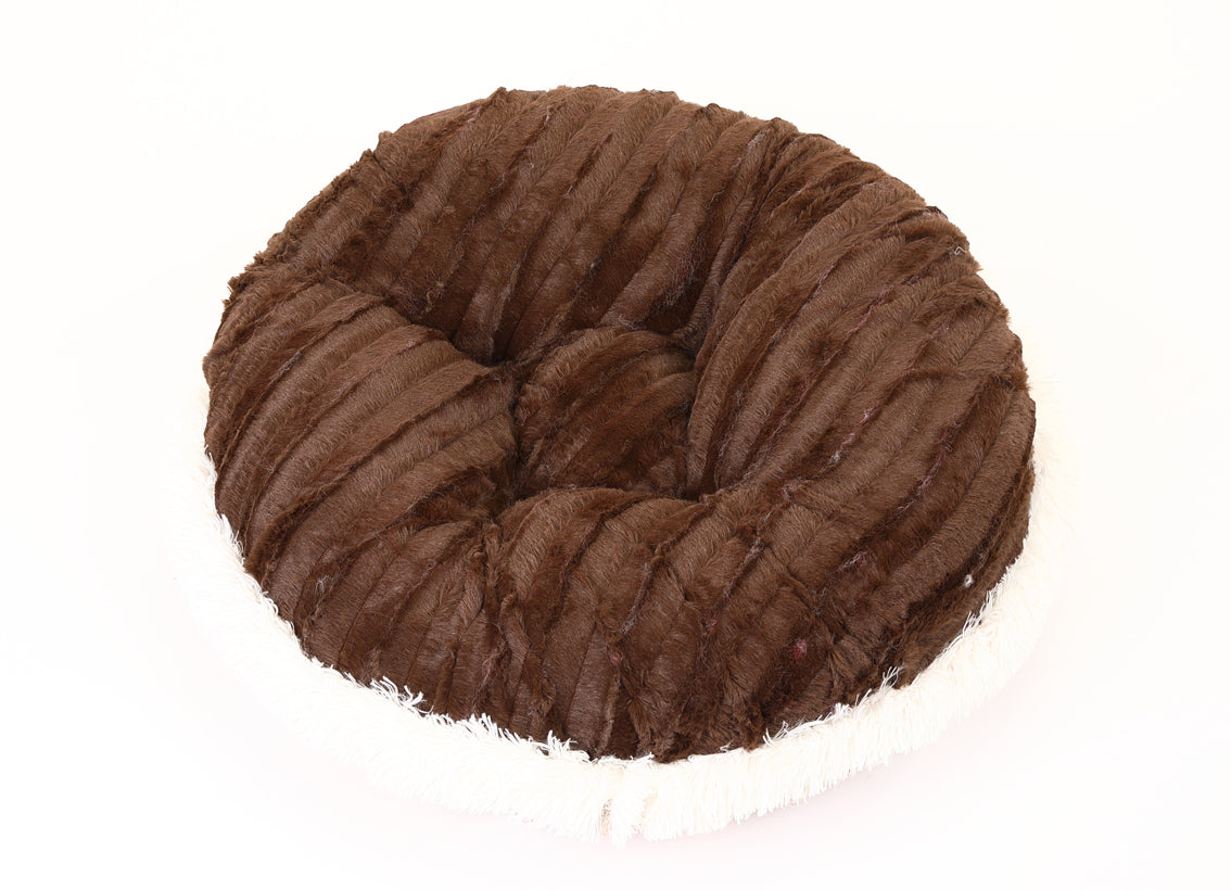 Snow Leopard & Chocolate Mink Bagel Bed