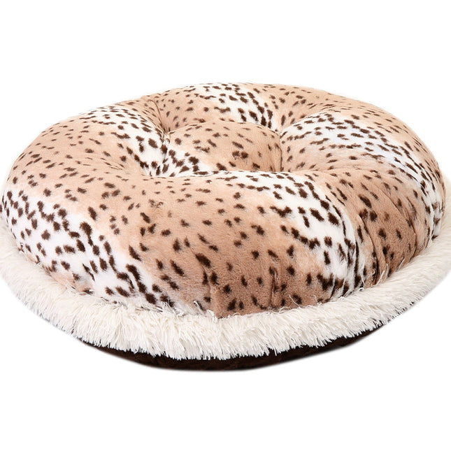 Snow Leopard & Chocolate Mink Bagel Bed