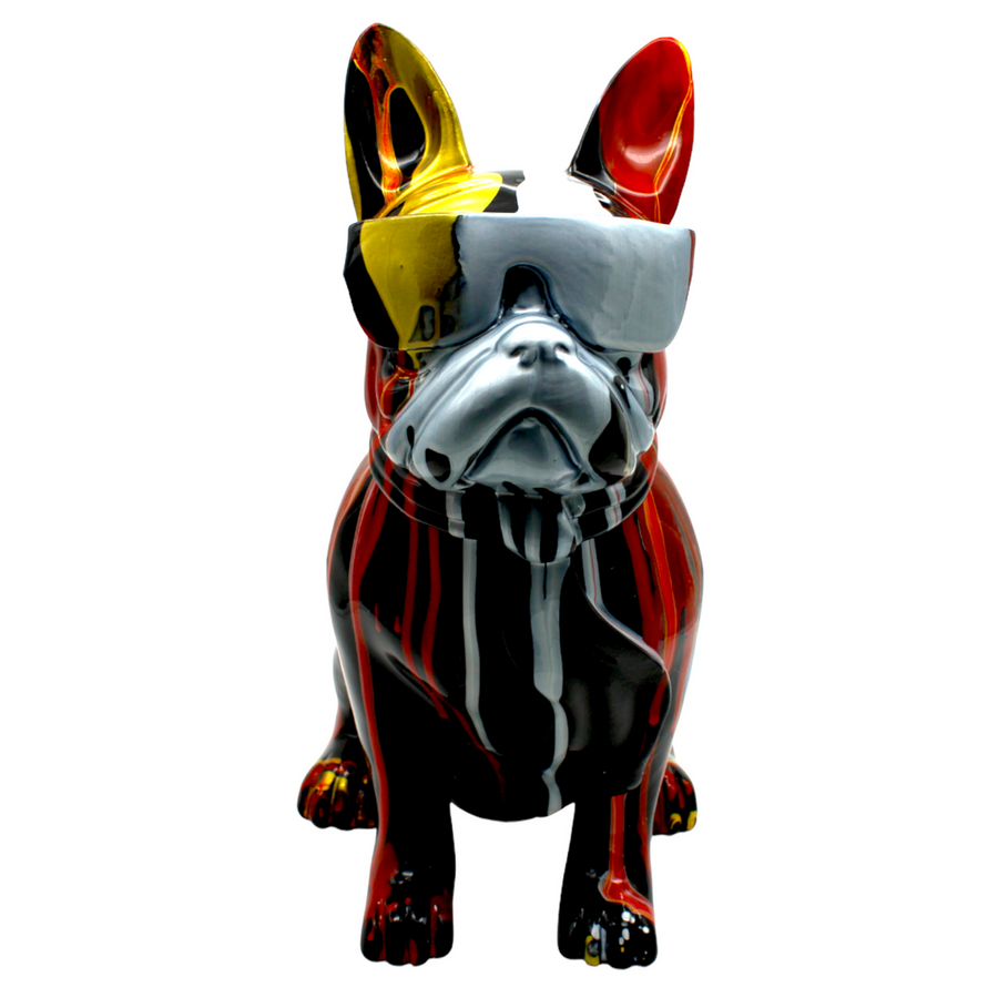 Red Expressionist Dog with Glasses - 14" tall
