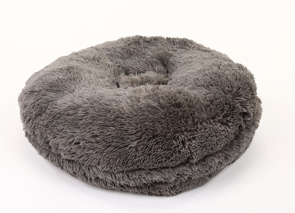 Grey Shag Bagel Bed