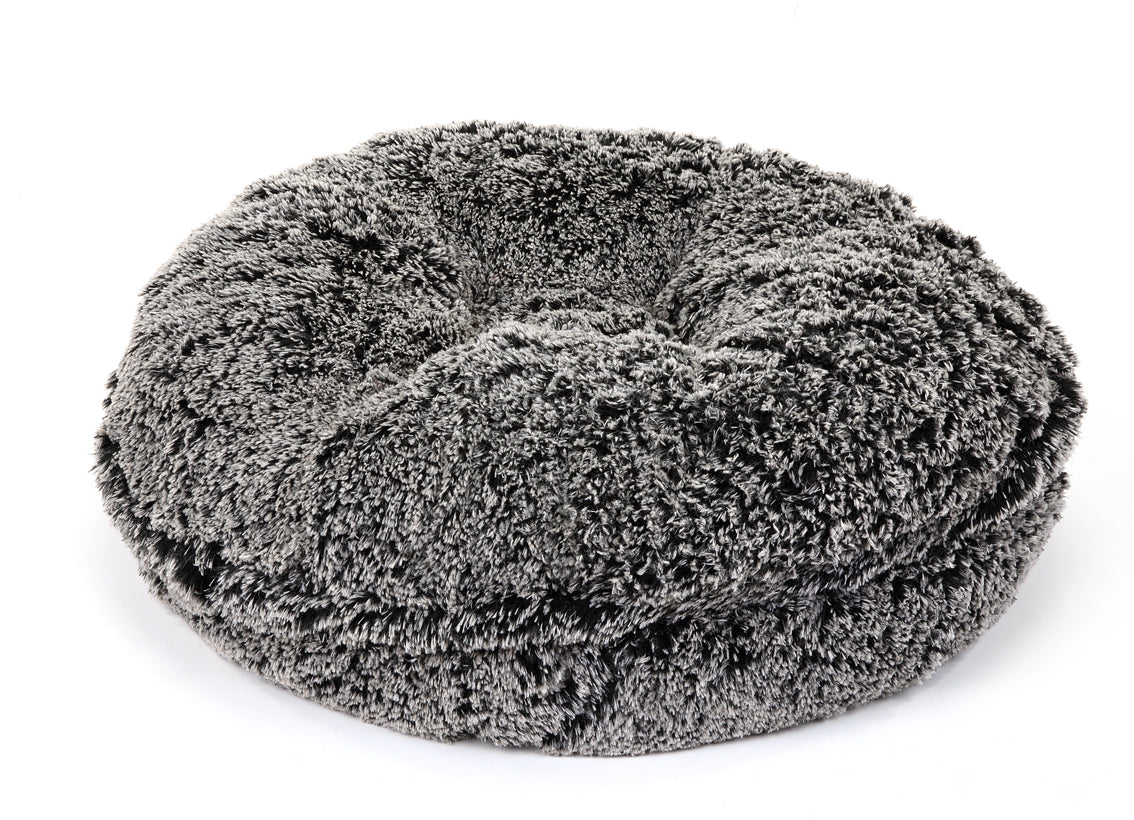 Black Frosted Shag Bagel Bed