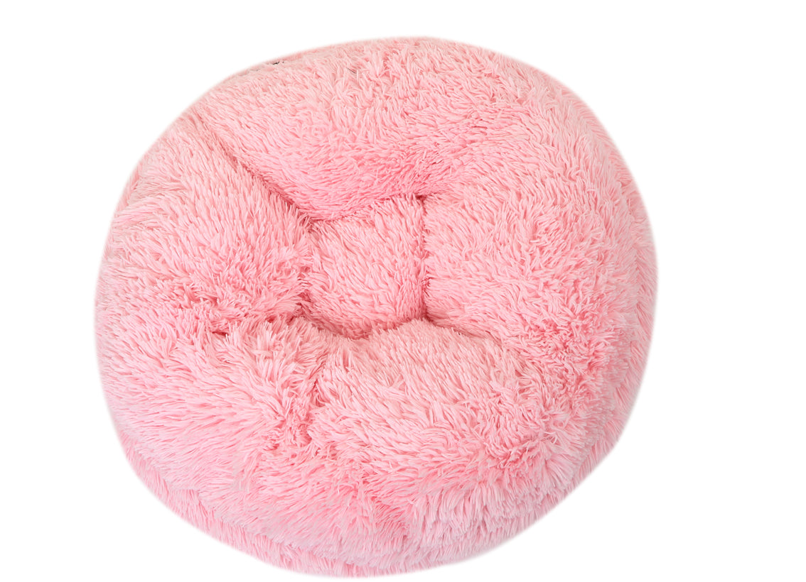 Light Pink Shag Bagel Bed