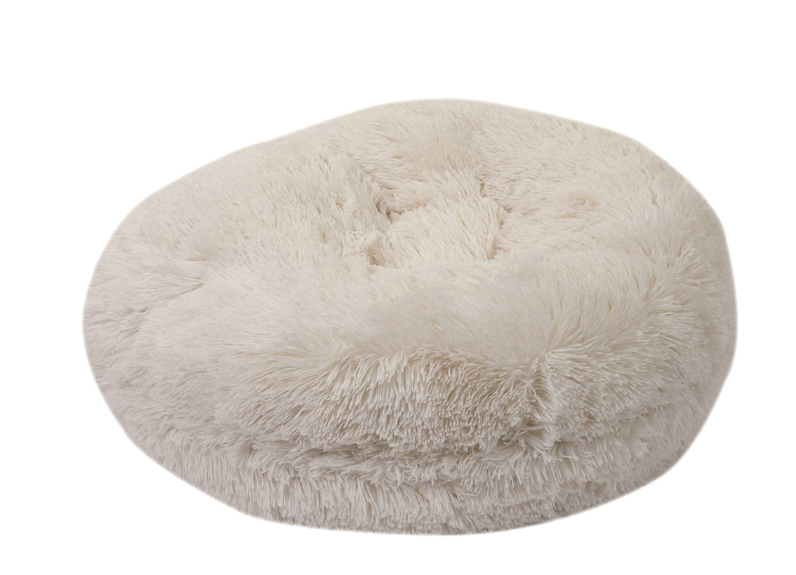 Cream Shag Bagel Bed