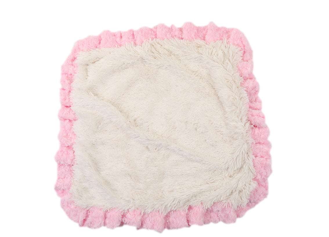 Pink Rosebud with Cream Shag Blanket