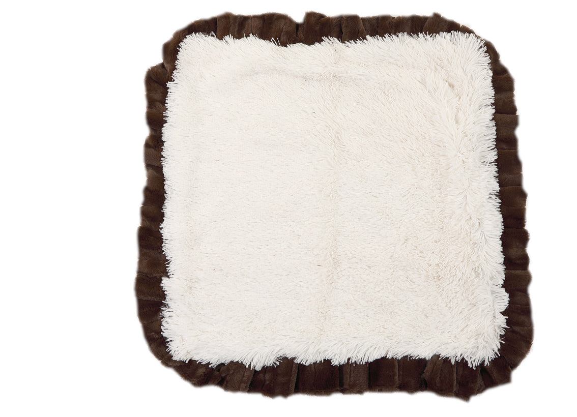 Snow Leopard with Brown Mink & Cream Shag Blanket