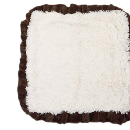 Snow Leopard with Brown Mink & Cream Shag Blanket