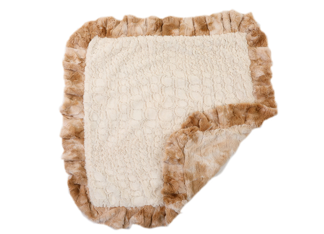 Beige Rabbit with Cream Crocodile Blanket