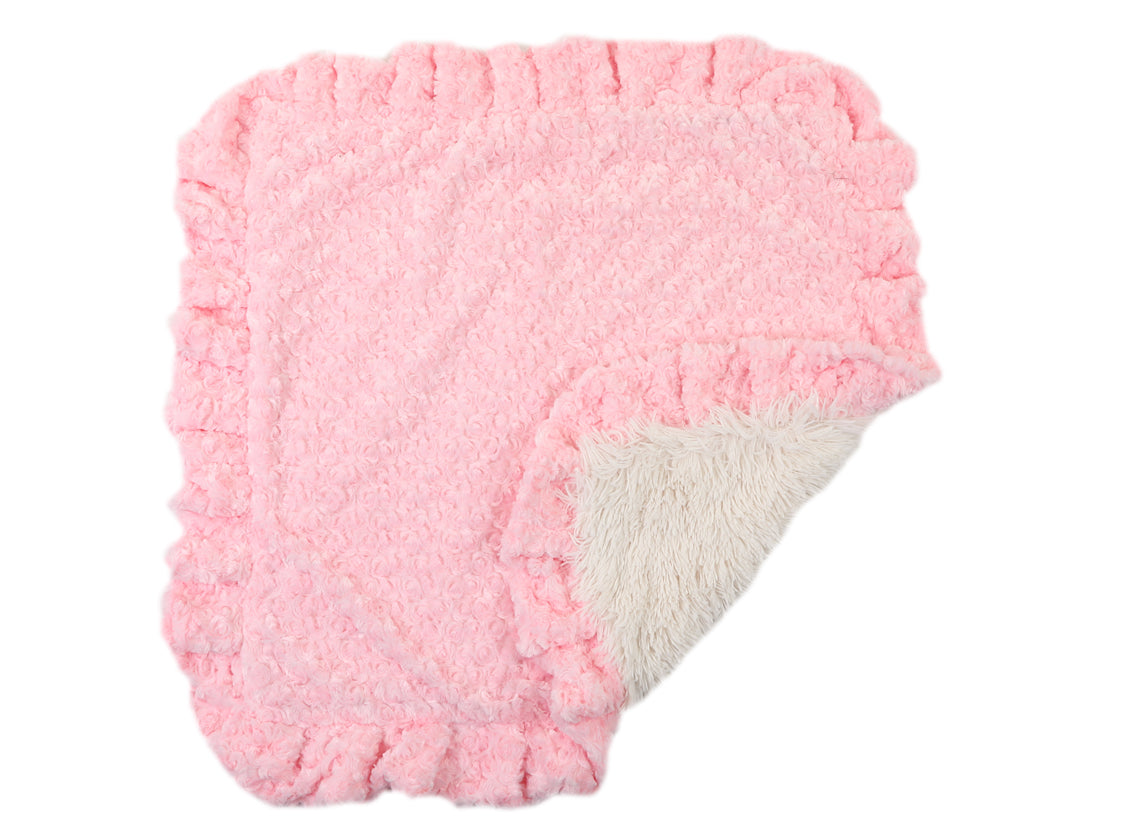 Pink Rosebud with Cream Shag Blanket