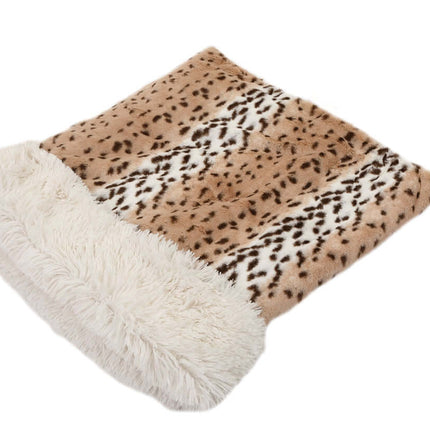 Snow Leopard & Cream Shag Cuddle Pouch