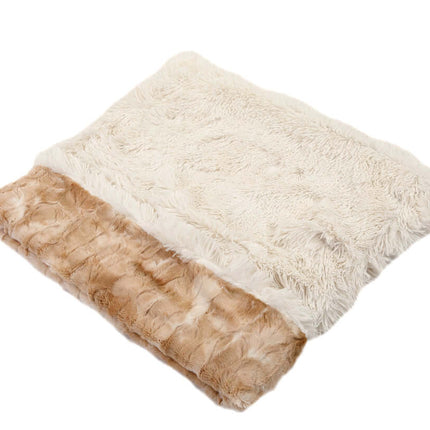 Beige Rabbit & Cream Shag Cuddle Pouch