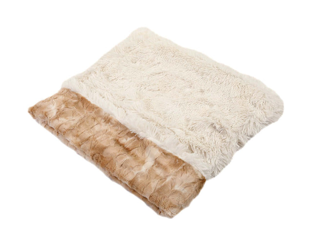 Beige Rabbit & Cream Shag Cuddle Pouch