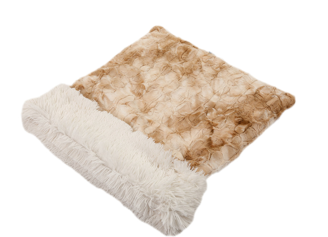 Beige Rabbit & Cream Shag Cuddle Pouch