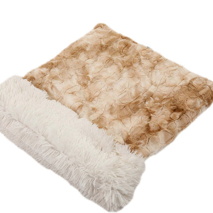 Beige Rabbit & Cream Shag Cuddle Pouch